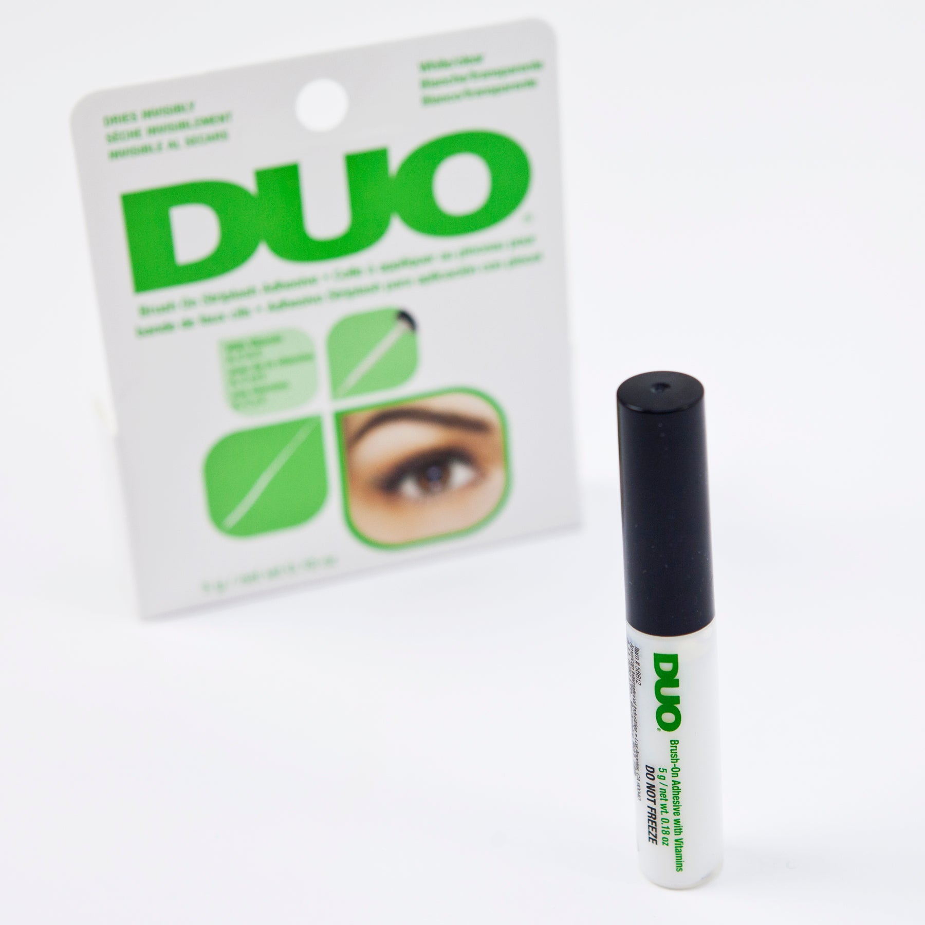 Latex-free lash adhesive, clear